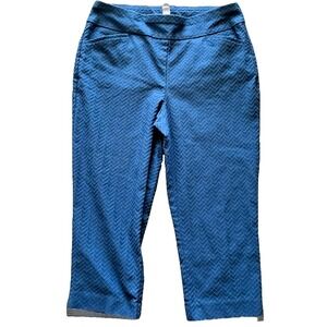 Chico's Perfect Stretch Capri Pull On Chino Pants. Brick Herringbone, 1.5